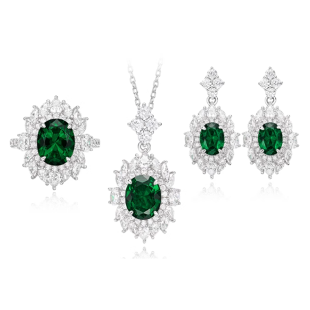 Original Emerald Energy Goose Queen Oval Gem Art Jewelset Online for Sale