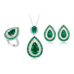 Original Emerald Energy Goose Teardrop Gem Art Jewelset Online for Sale