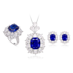 Original Sapphire Energy Goose Glitzy Square Gem Art Jewelset Online for Sale