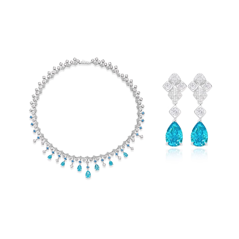 Original Aqua Blue Energy Goose Beauty Choker Gem Art Jewelset Online for Sale