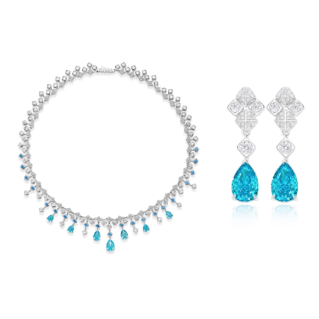 Original Aqua Blue Energy Goose Beauty Choker Gem Art Jewelset Online for Sale