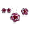 Original Rose Red Energy Goose Flower Gem Art Jewelset Online for Sale