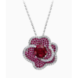 Original Rose Red Energy Goose Flower Gem Art Jewelset Online for Sale