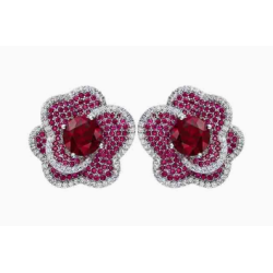Original Rose Red Energy Goose Flower Gem Art Jewelset Online for Sale