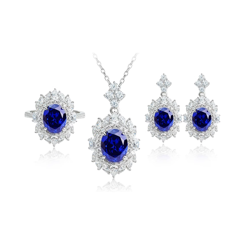 Original Sapphire Energy Goose Oval Diana Gem Art Jewelset Online for Sale