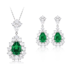 Original Emerald Energy Goose Teardrop Gem Art Jewelset Online for Sale