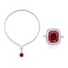 Original Ruby Red Energy Goose Square Gem Art Jewelset Online for Sale