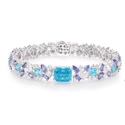 Original Aqua Green Energy Goose Square Gem Art Jewelset Online for Sale