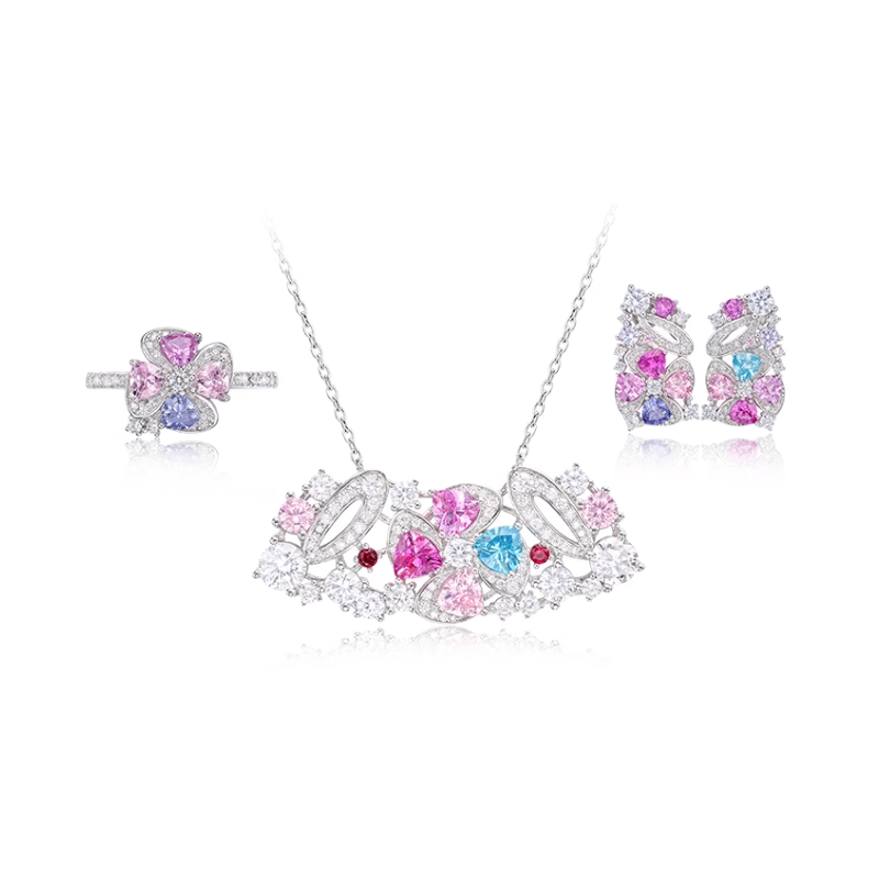 Original Colorful Energy Goose Floral Gem Art Jewelset Online for Sale