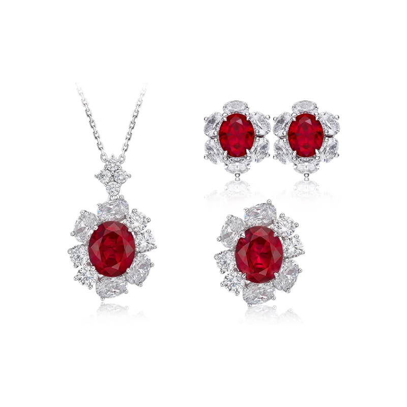 Original Ruby Energy Goose Oval Diana Style Gem Art Jewelset Online for Sale