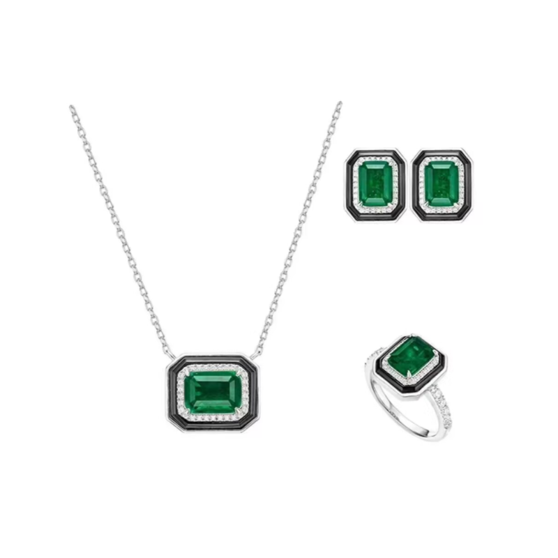 Original Emerald Energy Goose Cool Square Gem Art Jewelset Online for Sale