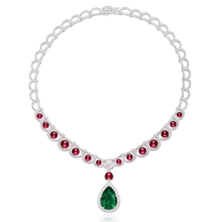 Elegant Ruby Emerald Pendant Energy Goose Art Necklace Online for Sale