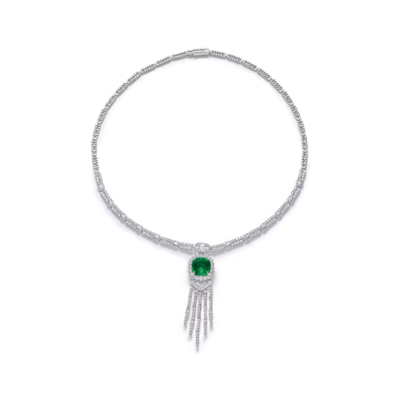 Elegant Emerald Pendant Tassels Energy Goose Art Necklace Online for Sale