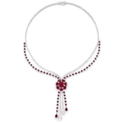 Elegant Ruby Flower Pendant Energy Goose Art Necklace Online for Sale