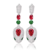 Ruby Emerald Energy Goose Snake Art Earring for Health & Harmony
