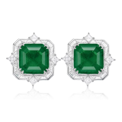 Emerald Green Energy Goose Square Art Earring for Health & Harmony