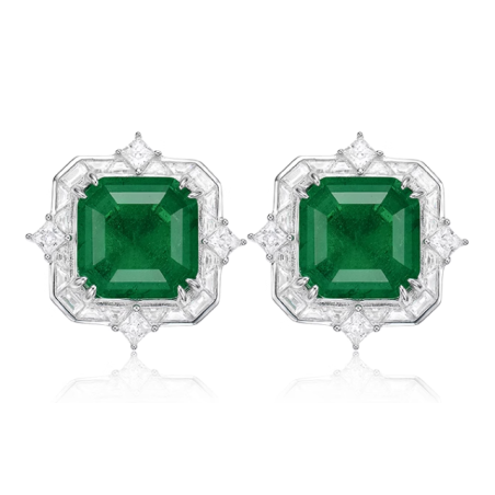 Emerald Green Energy Goose Square Art Earring for Health & Harmony