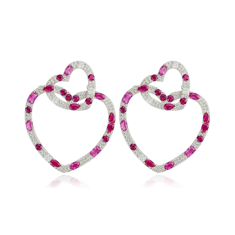 Red Energy Goose Love Shape Art Earring for Health & Harmony