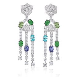 Colored Energy Goose Rose Tassel Art Earring for Health & Harmony