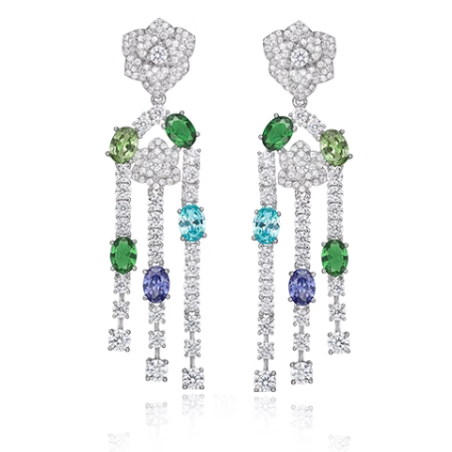 Colored Energy Goose Rose Tassel Art Earring for Health & Harmony