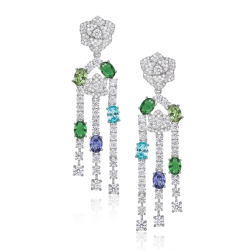 Colored Energy Goose Rose Tassel Art Earring for Health & Harmony