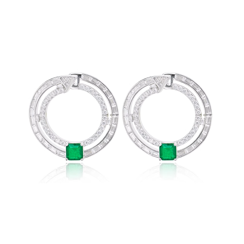 Emerald Green Energy Goose Ins Round Art Earring for Health & Harmony