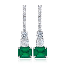 Emerald Green Energy Goose Square Long Art Earring for Health & Harmony