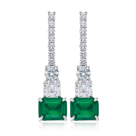 Emerald Green Energy Goose Square Long Art Earring for Health & Harmony