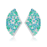 Paraiba Green Energy Goose Fan Shape Art Earring for Health & Harmony