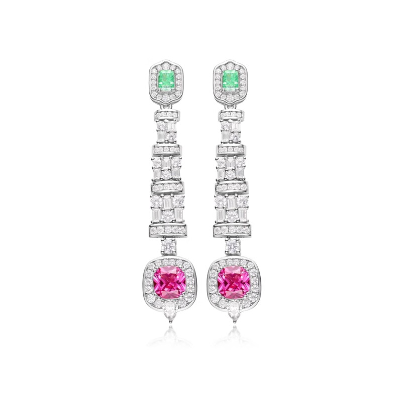 Rose Green Energy Goose Square Long Art Earring for Health & Harmony