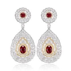 Ruby Energy Goose Italy Design Art Earring for Health & Harmony