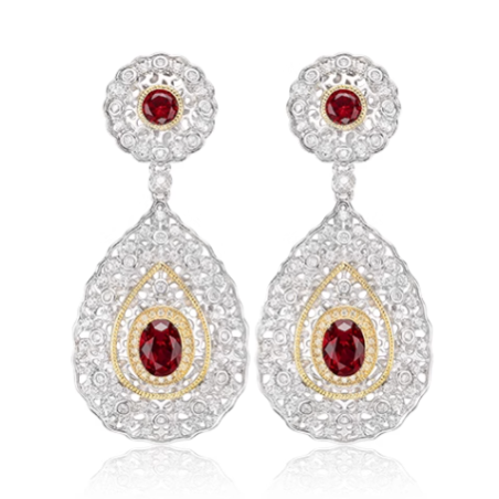 Ruby Energy Goose Italy Design Art Earring for Health & Harmony