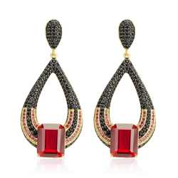 Ruby Energy Goose Truth Eyes Art Earring for Health & Harmony