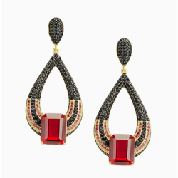 Ruby Energy Goose Truth Eyes Art Earring for Health & Harmony