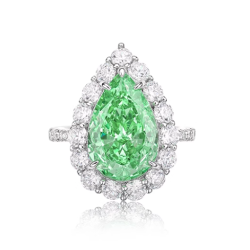 Paraiba Green Energy Goose Water Drop Art Ring for Health & Harmony