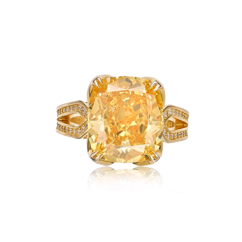 Yellow Energy Goose Classic Square Art Ring for Health & Harmony