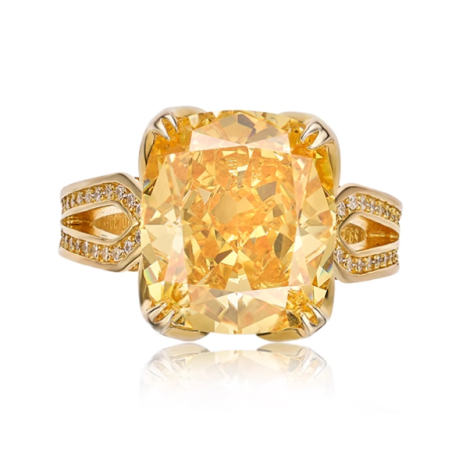 Yellow Energy Goose Classic Square Art Ring for Health & Harmony