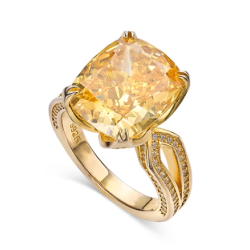 Yellow Energy Goose Classic Square Art Ring for Health & Harmony