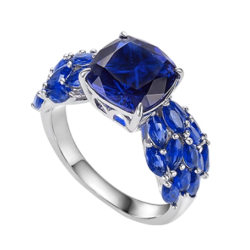 Ruby or Royal Blue Energy Goose Luxury Square Art Ring for Health & Harmony