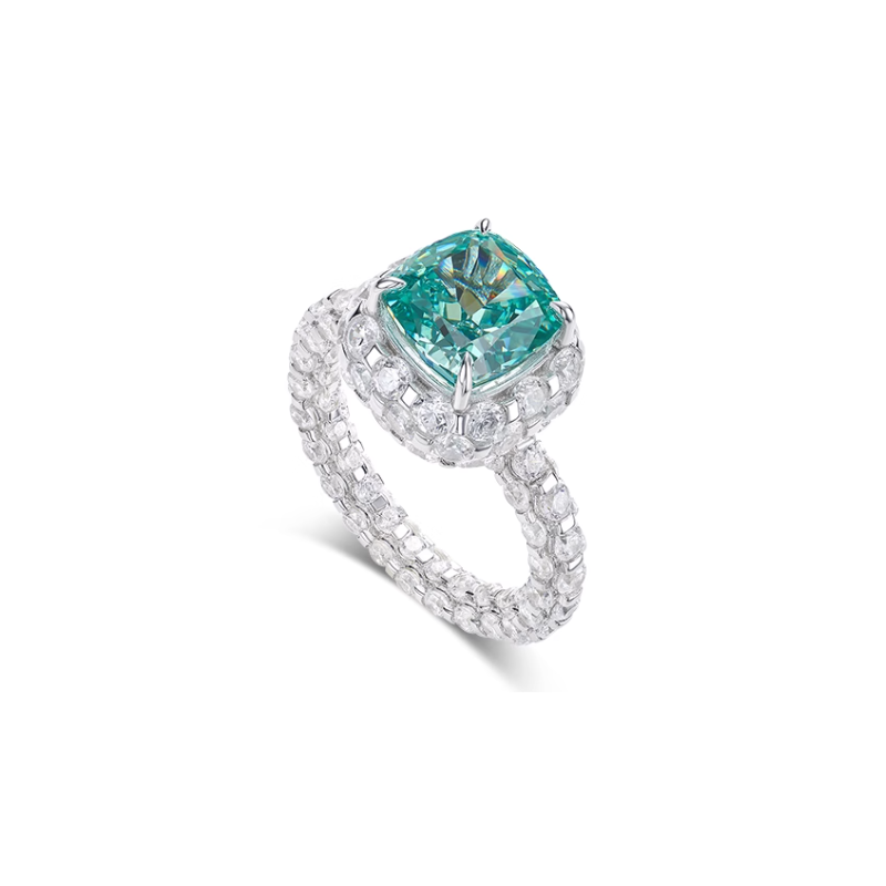 Paraiba Blue Energy Goose Fashion Square Art Ring for Health & Harmony