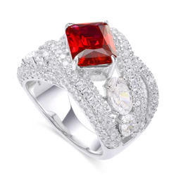 Ruby Energy Goose Rhomb Wide Art Ring for Health & Harmony