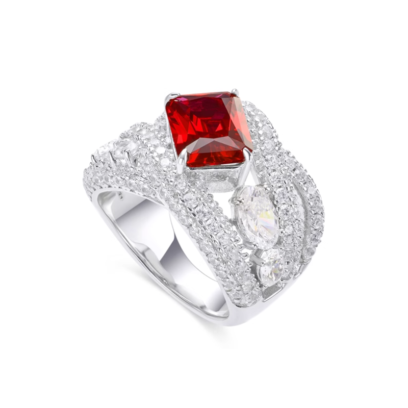 Ruby Energy Goose Rhomb Wide Art Ring for Health & Harmony