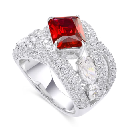 Ruby Energy Goose Rhomb Wide Art Ring for Health & Harmony