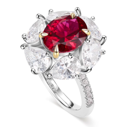 Ruby Red Energy Goose Oval Shape Art Ring for Health & Harmony