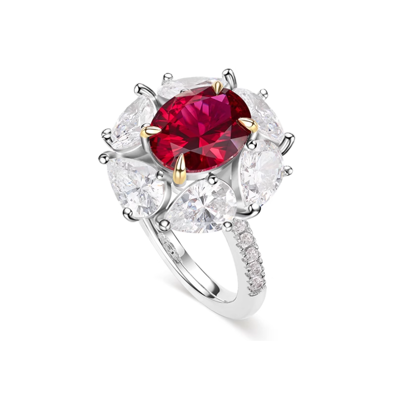 Ruby Red Energy Goose Oval Shape Art Ring for Health & Harmony
