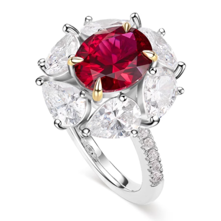 Ruby Red Energy Goose Oval Shape Art Ring for Health & Harmony