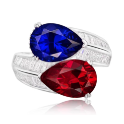 Ruby Sappire Energy Goose Water Drops Art Ring for Health & Harmony