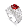 Ruby Diamond Energy Goose Italy Square Art Ring for Health & Harmony