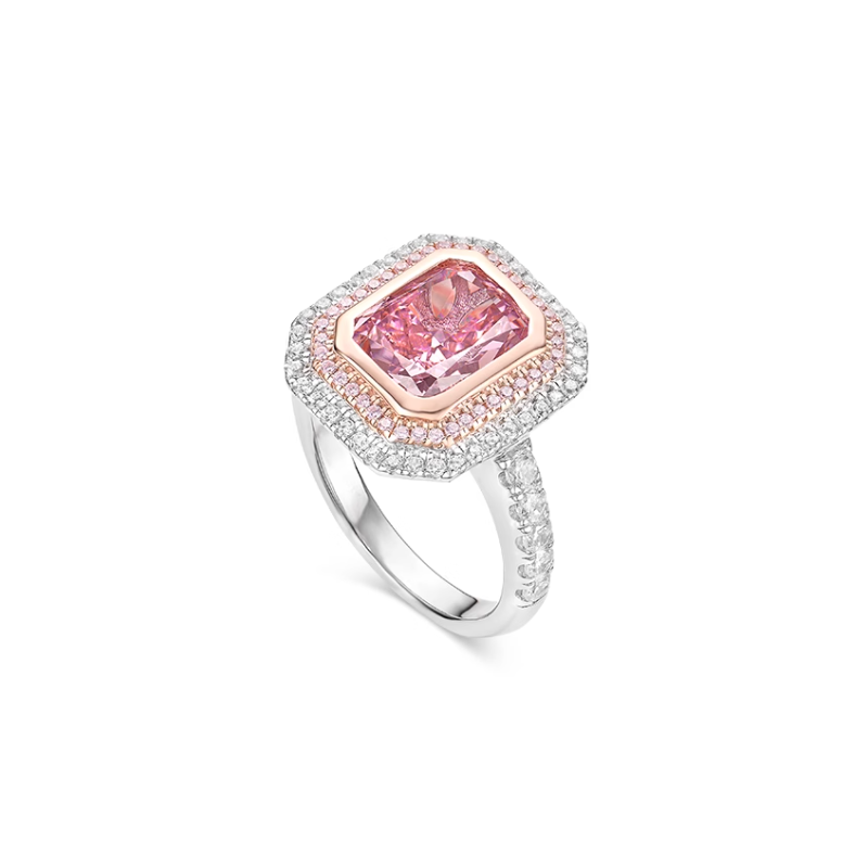 Cherry Pink Energy Goose Square Art Ring for Health & Harmony