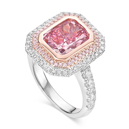 Cherry Pink Energy Goose Square Art Ring for Health & Harmony